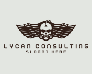 Angry Skull Wing logo design