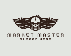 Angry Skull Wing logo design