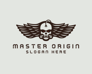 Angry Skull Wing logo design