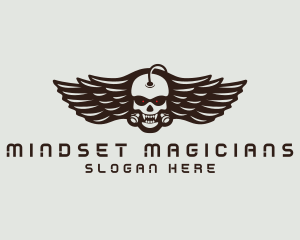 Angry Skull Wing logo design