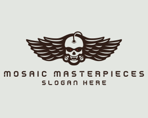 Angry Skull Wing logo design