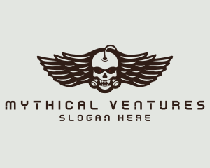 Angry Skull Wing logo design