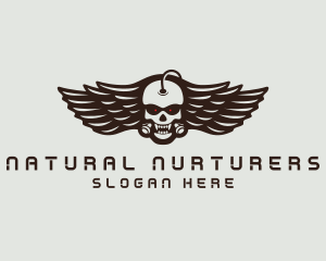 Angry Skull Wing logo design