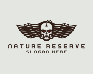 Angry Skull Wing logo design