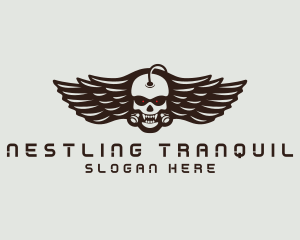 Angry Skull Wing logo design