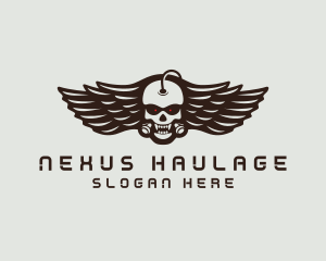 Angry Skull Wing logo design