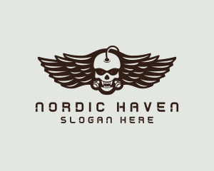 Angry Skull Wing logo design