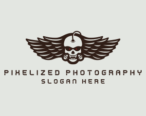 Angry Skull Wing logo design