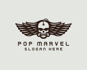 Angry Skull Wing logo design