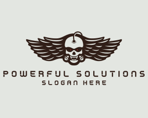 Angry Skull Wing logo design