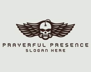 Angry Skull Wing logo design