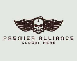 Angry Skull Wing logo design