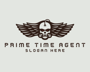 Angry Skull Wing logo design