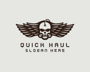 Angry Skull Wing logo design