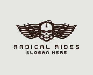 Angry Skull Wing logo design