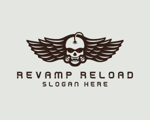 Angry Skull Wing logo design