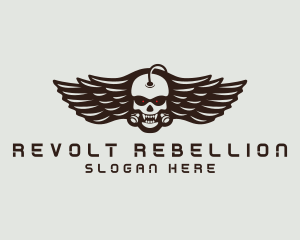 Angry Skull Wing logo design