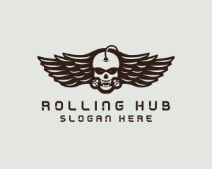 Angry Skull Wing logo design