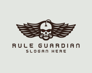 Angry Skull Wing logo design