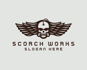 Angry Skull Wing logo design