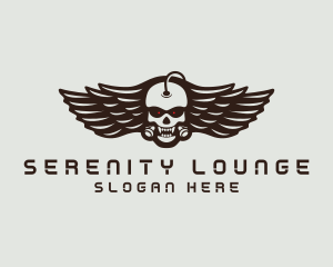 Angry Skull Wing logo design