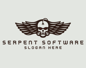 Angry Skull Wing logo design