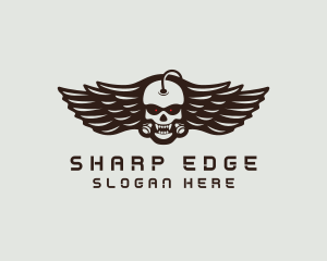 Angry Skull Wing logo design