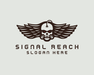 Angry Skull Wing logo design