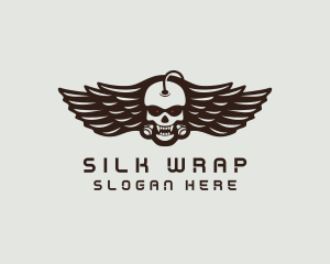 Angry Skull Wing logo design