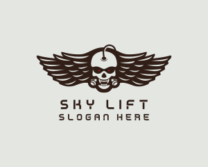 Angry Skull Wing logo design