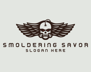 Angry Skull Wing logo design