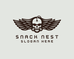 Angry Skull Wing logo design