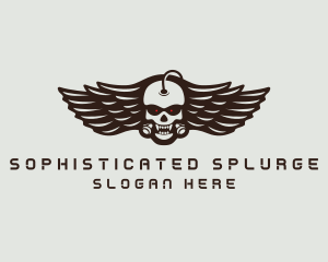 Angry Skull Wing logo design