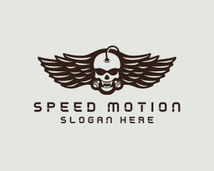 Angry Skull Wing logo design