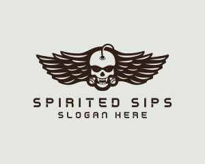 Angry Skull Wing logo design