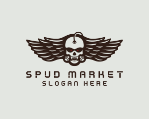 Angry Skull Wing logo design