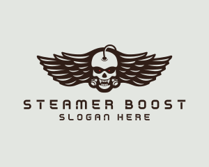 Angry Skull Wing logo design