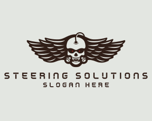 Angry Skull Wing logo design