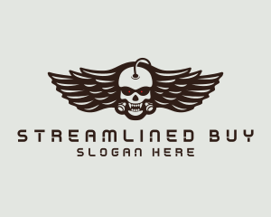 Angry Skull Wing logo design