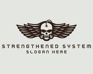 Angry Skull Wing logo design