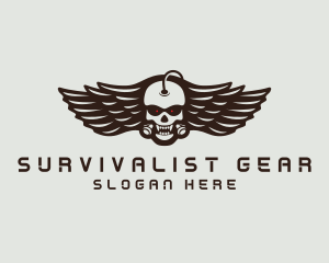 Angry Skull Wing logo design