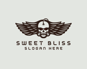 Angry Skull Wing logo design