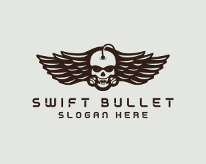 Angry Skull Wing logo design