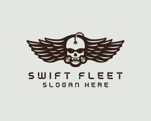 Angry Skull Wing logo design