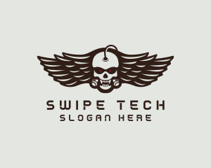 Angry Skull Wing logo design