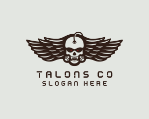 Angry Skull Wing logo design