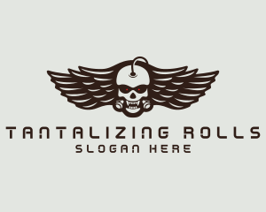 Angry Skull Wing logo design