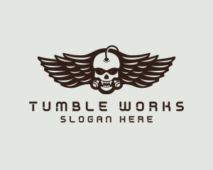 Angry Skull Wing logo design