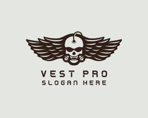 Angry Skull Wing logo design