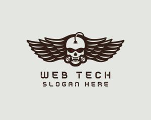 Angry Skull Wing logo design